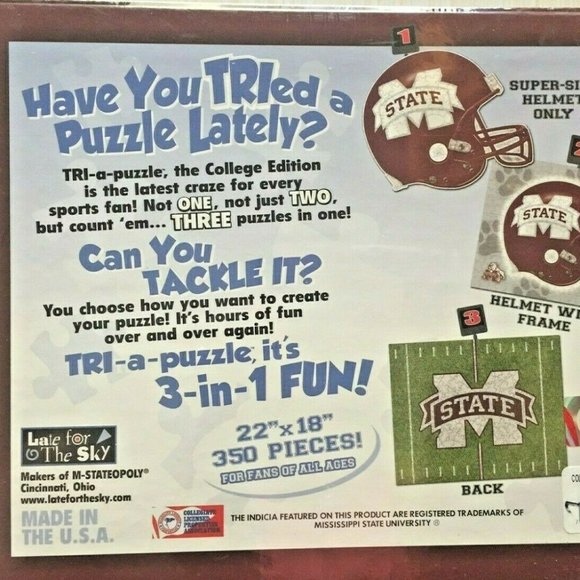 Mississippi State Bulldogs MSU TRI-A-Puzzle 3 in 1 350 Pcs College Football NWT - Picture 3 of 3